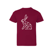 geometric easter bunny kids t-shirt - garnet - soft and spun apparel