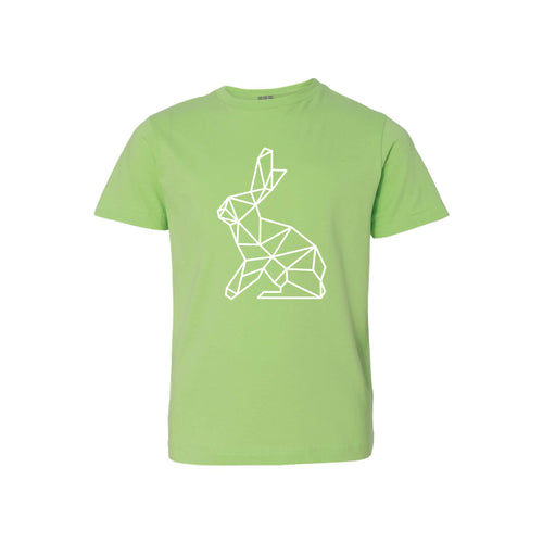 geometric easter bunny kids t-shirt - key lime - soft and spun apparel