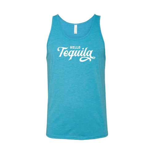 Hello Tequila Men's Tank-XS-Aqua-soft-and-spun-apparel