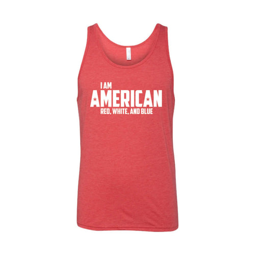 I Am American Men's Tank-XS-Red-soft-and-spun-apparel