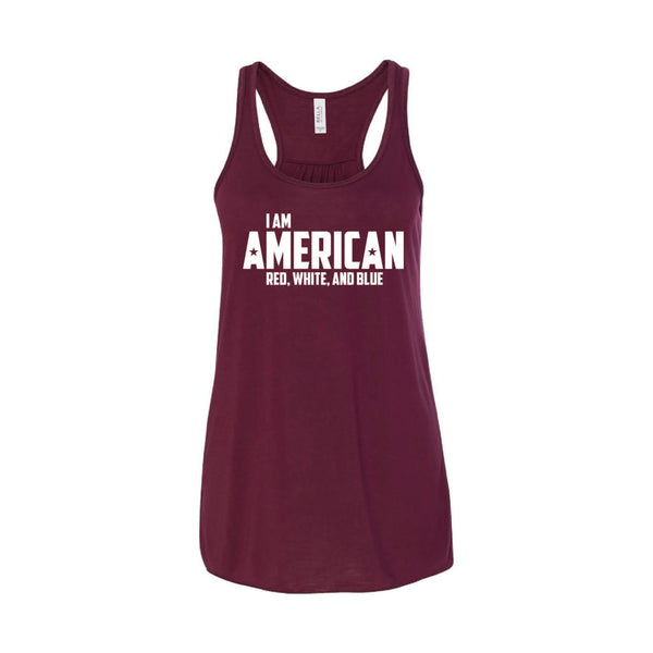 I Am American Women's Tank-XS-Maroon-soft-and-spun-apparel