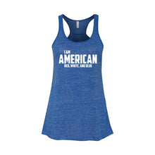 I Am American Women's Tank-XS-True Royal Marble-soft-and-spun-apparel