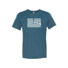 USA Flag T-Shirt-XS-Steel Blue-soft-and-spun-apparel