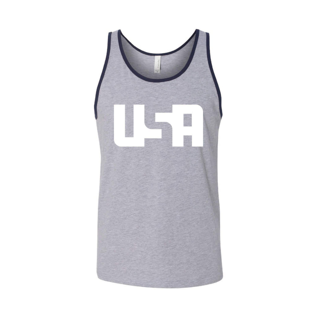 USA Men's Tank-XS-Heather Navy-soft-and-spun-apparel
