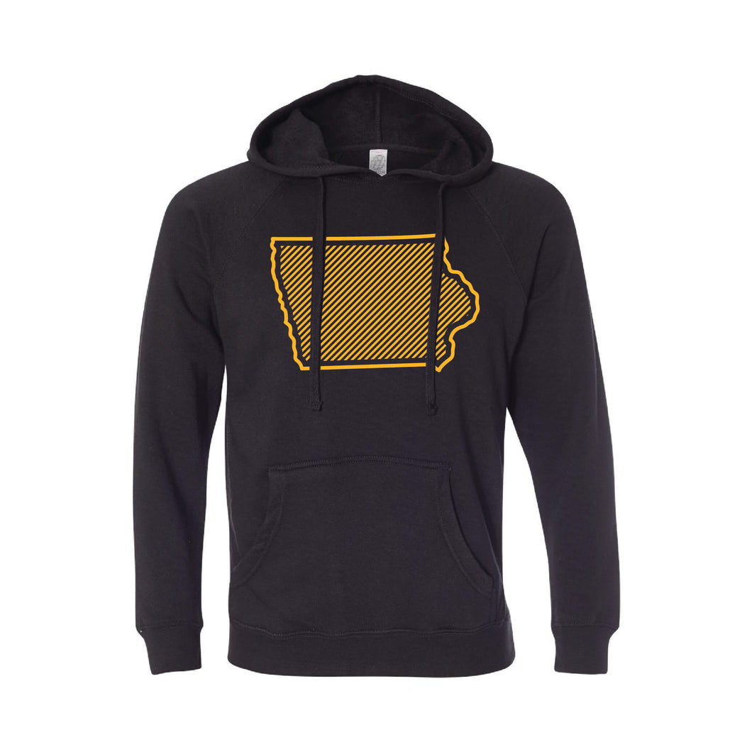 University of Iowa Outline Themed Pullover Hoodie-S-Black-soft-and-spun-apparel