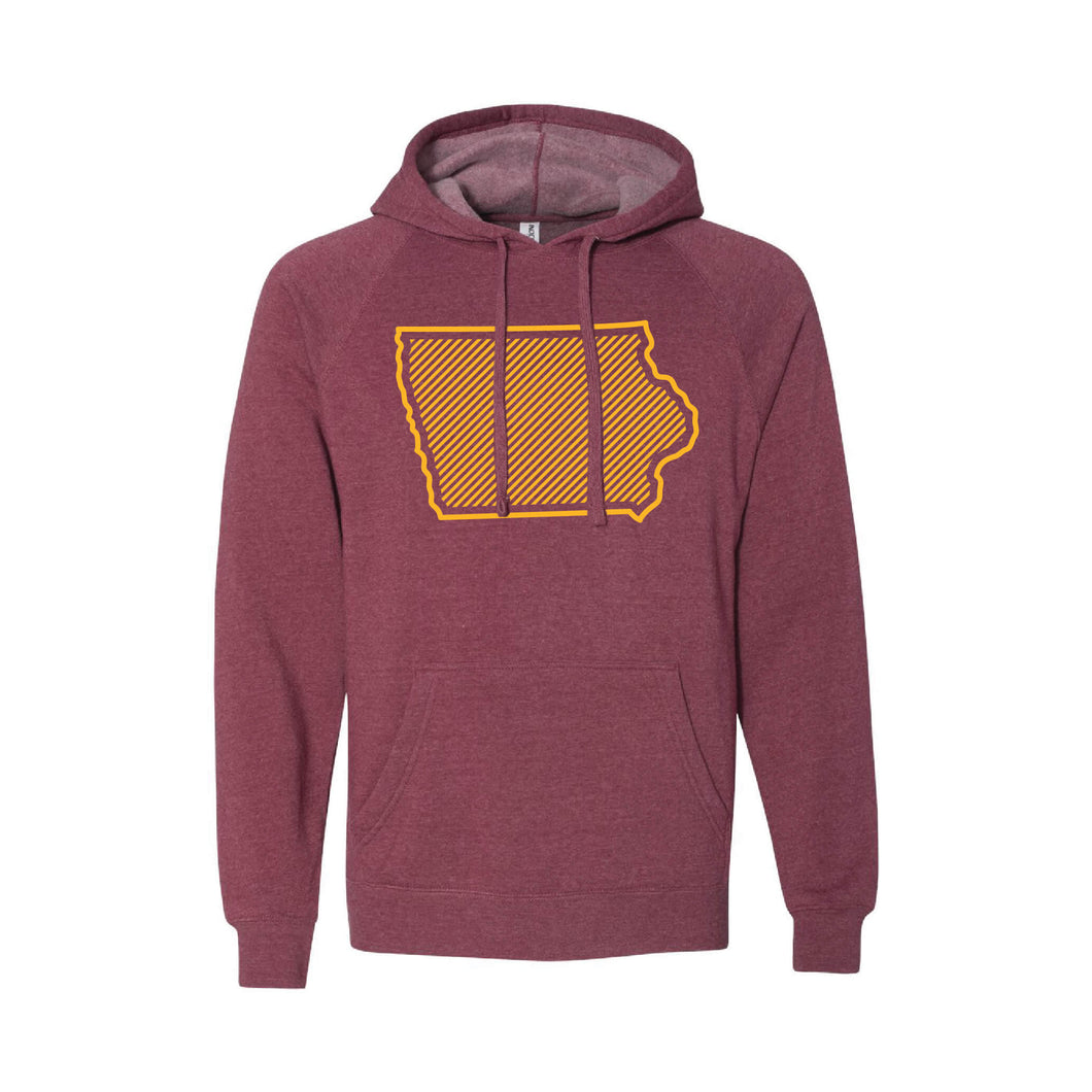 Iowa State University Outline Themed Pullover Hoodie-S-Crimson-soft-and-spun-apparel