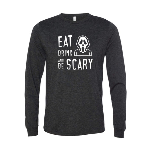 Eat Drink and Be Scary Long Sleeve T-Shirt-XS-Charcoal Black-soft-and-spun-apparel