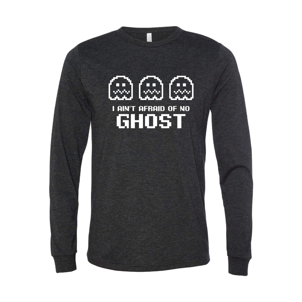 I Ain't Afraid of No Ghost Long Sleeve T-Shirt-XS-Charcoal Black-soft-and-spun-apparel