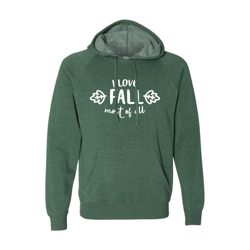 I Love Fall Most of All Pullover Hoodie-S-Moss-soft-and-spun-apparel