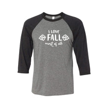 I Love Fall Most of All Raglan-XS-Grey Charcoal-soft-and-spun-apparel