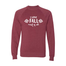 I Love Fall Most of All Crewneck Sweatshirt-S-Crimson-soft-and-spun-apparel