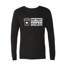 But First, Pumpkin Spice Latte Long Sleeve T-Shirt-XS-Solid Black-soft-and-spun-apparel