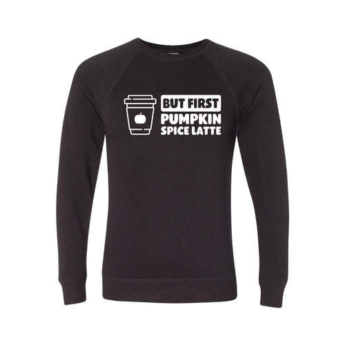 But First, Pumpkin Spice Latte Crewneck Sweatshirt-S-Black-soft-and-spun-apparel