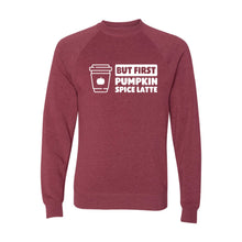 But First, Pumpkin Spice Latte Crewneck Sweatshirt-S-Crimson-soft-and-spun-apparel