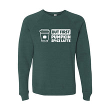 But First, Pumpkin Spice Latte Crewneck Sweatshirt-S-Moss-soft-and-spun-apparel