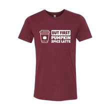 But First, Pumpkin Spice Latte T-Shirt-XS-Cardinal-soft-and-spun-apparel