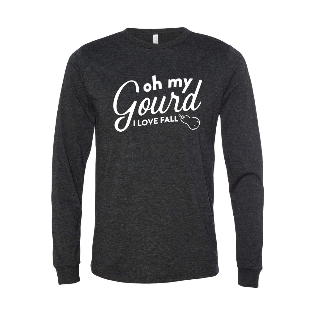 Oh My Gourd, I Love Fall Long Sleeve T-Shirt-XS-Charcoal Black-soft-and-spun-apparel
