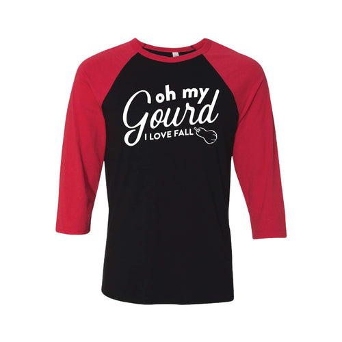 Oh My Gourd, I Love Fall Raglan-XS-Black Red-soft-and-spun-apparel