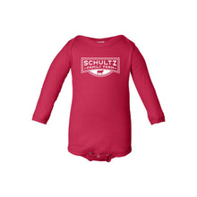 Schultz Family Farm Long Sleeve Onesie-NB-Red-soft-and-spun-apparel