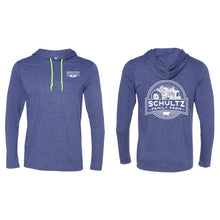 Schultz Family Farm Lightweight Hooded Long Sleeve T-Shirt-S-Heather Blue-soft-and-spun-apparel