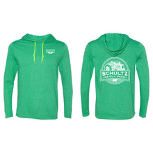 Schultz Family Farm Lightweight Hooded Long Sleeve T-Shirt-S-Heather Green-soft-and-spun-apparel