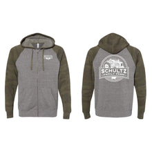 Schultz Family Farm Full-Zip Hoodie-S-Nickel Heather / Forest Camo-soft-and-spun-apparel