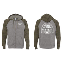 Schultz Family Farm Full-Zip Hoodie-S-Nickel Heather / Forest Camo-soft-and-spun-apparel