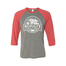 Schultz Family Farm Raglan-S-Grey Body / Red Sleeves-soft-and-spun-apparel
