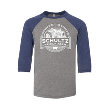 Schultz Family Farm Youth Raglan-YTH-S-Grey / Navy-soft-and-spun-apparel