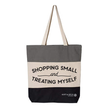 Shopping Small and Treating Myself Tote-Black / Natural / Light Grey-soft-and-spun-apparel