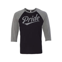pride baseball tee - lgbt t-shirt - black grey