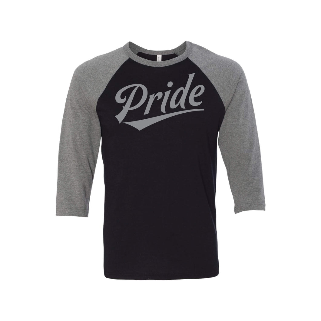 pride baseball tee - lgbt t-shirt - black grey
