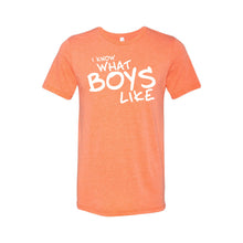 I know what boys like - orange - lgbt t-shirt