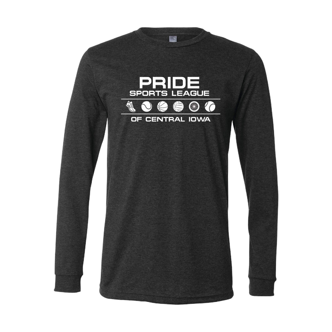 Pride Sports League White Imprint Long Sleeve T-Shirt-XS-Dark Grey Heather-soft-and-spun-apparel