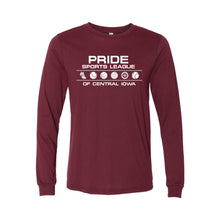 Pride Sports League White Imprint Long Sleeve T-Shirt-XS-Heather Cardinal-soft-and-spun-apparel