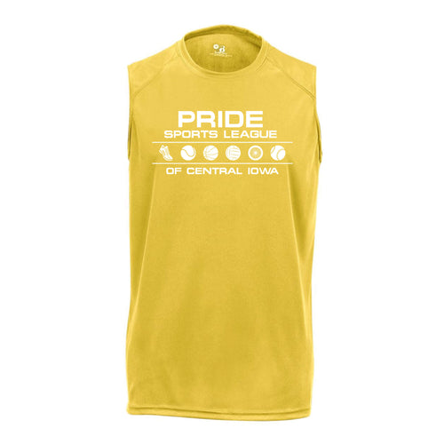Pride Sports League White Imprint Sleeveless Shirt-S-Gold-soft-and-spun-apparel
