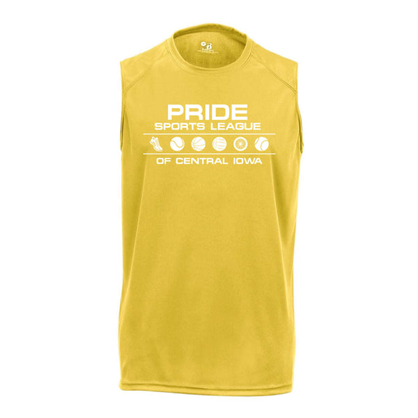 Pride Sports League White Imprint Sleeveless Shirt-S-Gold-soft-and-spun-apparel