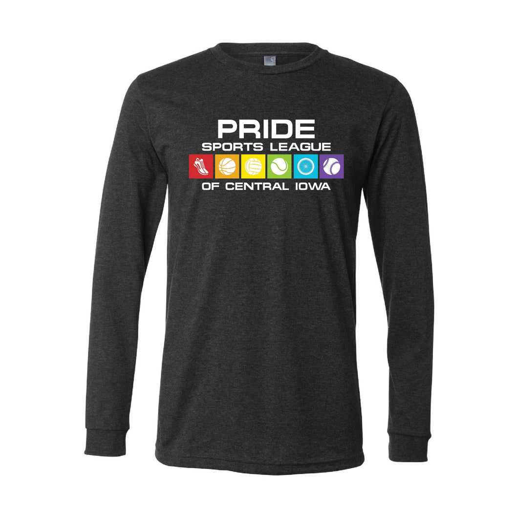 Pride Sports League Full Color Imprint Long Sleeve T-Shirt-XS-Dark Grey Heather-soft-and-spun-apparel