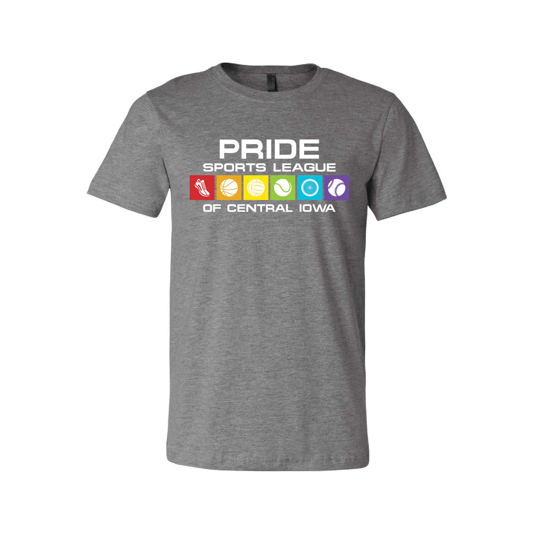 Pride Sports League Full Color Imprint T-Shirt-XS-Deep Heather-soft-and-spun-apparel