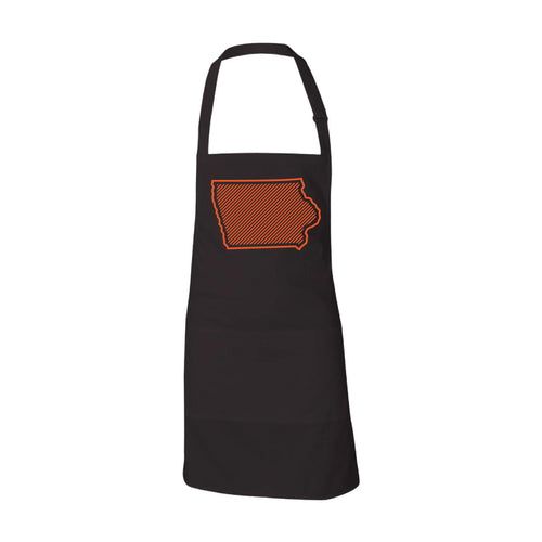 Orange Iowa Outline Apron-ONESIZE-Onyx Black-soft-and-spun-apparel