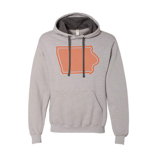 Orange Iowa Outline Pullover Hoodie-S-Grey Stripe-soft-and-spun-apparel