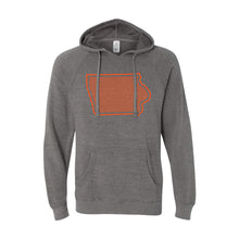 Orange Iowa Outline Pullover Hoodie-S-Nickel-soft-and-spun-apparel