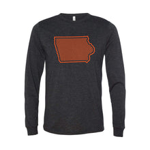 Orange Iowa Outline Long Sleeve T-Shirt-XS-Charcoal Black-soft-and-spun-apparel