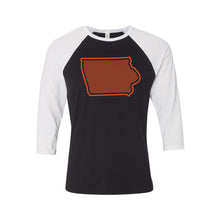 Orange Iowa Outline Raglan-XS-Black White-soft-and-spun-apparel