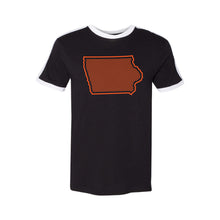 Orange Iowa Outline Soccer T-Shirt-S-Black / White-soft-and-spun-apparel