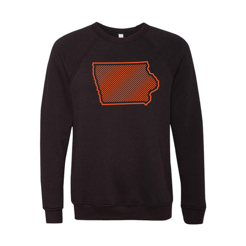 Orange Iowa Outline Crewneck Sweatshirt-XS-Black-soft-and-spun-apparel