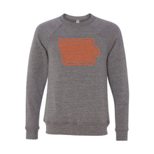 Orange Iowa Outline Crewneck Sweatshirt-XS-Grey-soft-and-spun-apparel