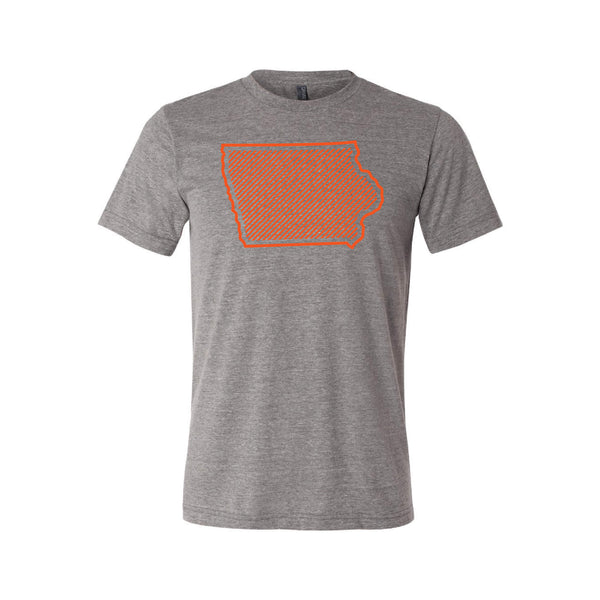 Orange Iowa Outline T-Shirt-XS-Grey-soft-and-spun-apparel