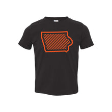 Orange Iowa Outline Toddler Tee-2T-Black-soft-and-spun-apparel