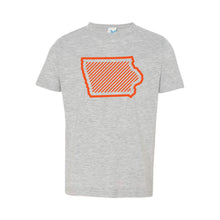 Orange Iowa Outline Toddler Tee-2T-Heather-soft-and-spun-apparel
